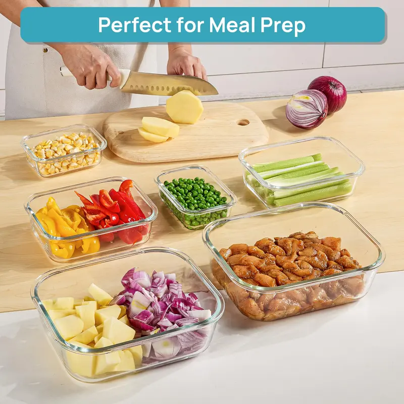 18-Pack Glass Food Storage Containers with Airtight Lids – Leakproof Meal Prep Containers, Oven Microwave Freezer & Dishwasher Safe Kitchen Storage Set for Lunch, Leftovers and Fresh Food Organization