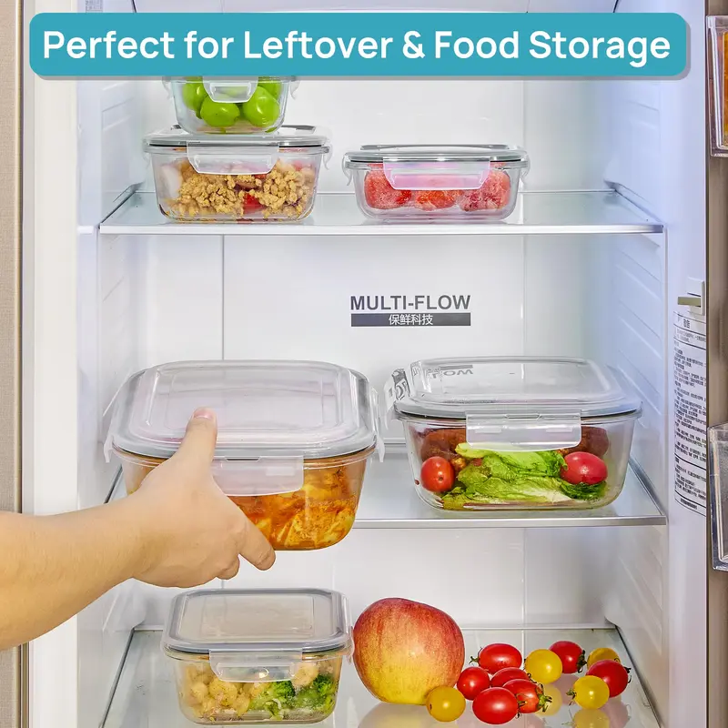 18-Pack Glass Food Storage Containers with Airtight Lids – Leakproof Meal Prep Containers, Oven Microwave Freezer & Dishwasher Safe Kitchen Storage Set for Lunch, Leftovers and Fresh Food Organization