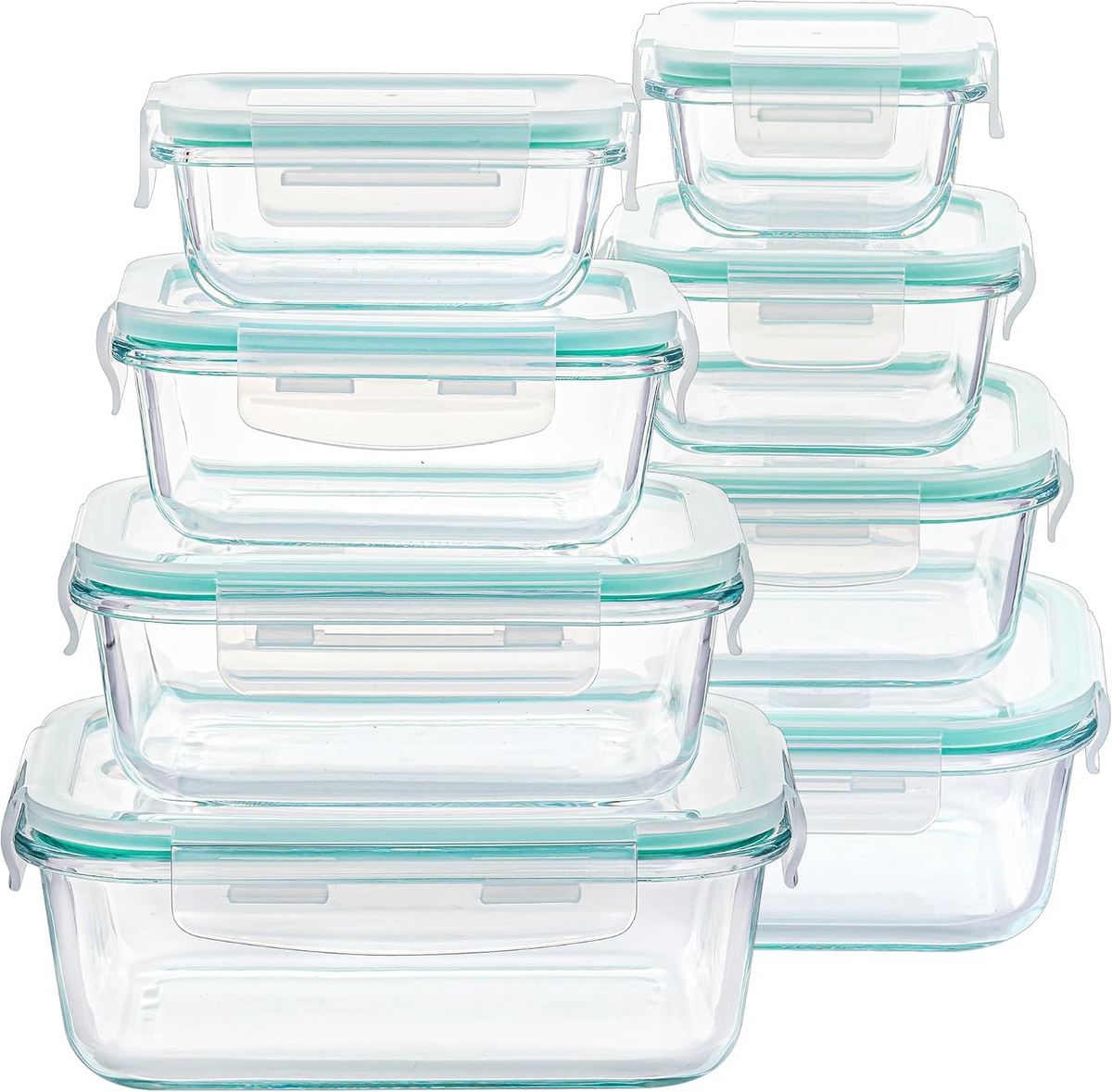 18-Pack Glass Food Storage Containers with Airtight Lids – Leakproof Meal Prep Containers, Oven Microwave Freezer & Dishwasher Safe Kitchen Storage Set for Lunch, Leftovers and Fresh Food Organization