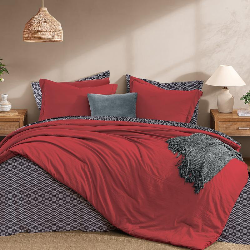 7-Piece Striped Comforter Set, Soft Microfiber Bedding Set with Matching Bed Accessories, Modern Farmhouse Coastal Style, Machine Washable