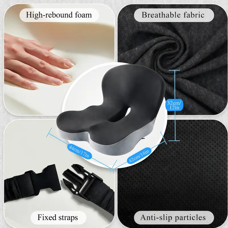 Premium Memory Foam Car Seat Cushion for Long Drives, Non-Slip Support Pad with Removable Washable Cover, Comfortable Seat Booster for Back, Hip & Leg Support, Vehicle Interior Accessory