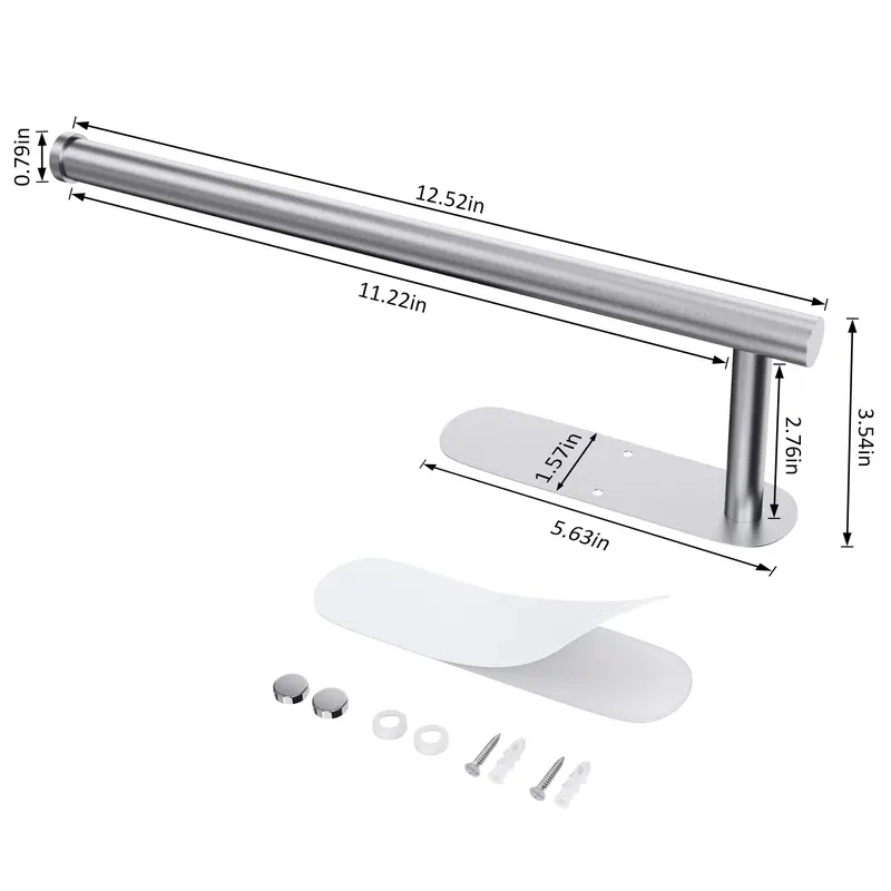 Under Cabinet Paper Towel Holder – Self-Adhesive Stainless Steel Wall Mount Rack for Kitchen, RV & Bathroom
