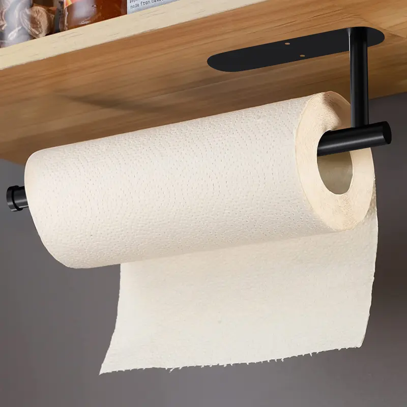 Under Cabinet Paper Towel Holder – Self-Adhesive Stainless Steel Wall Mount Rack for Kitchen, RV & Bathroom