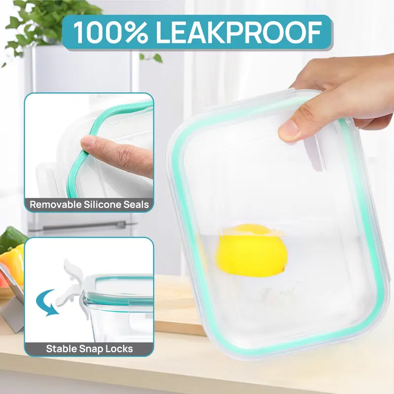 18-Pack Glass Food Storage Containers with Airtight Lids – Leakproof Meal Prep Containers, Oven Microwave Freezer & Dishwasher Safe Kitchen Storage Set for Lunch, Leftovers and Fresh Food Organization