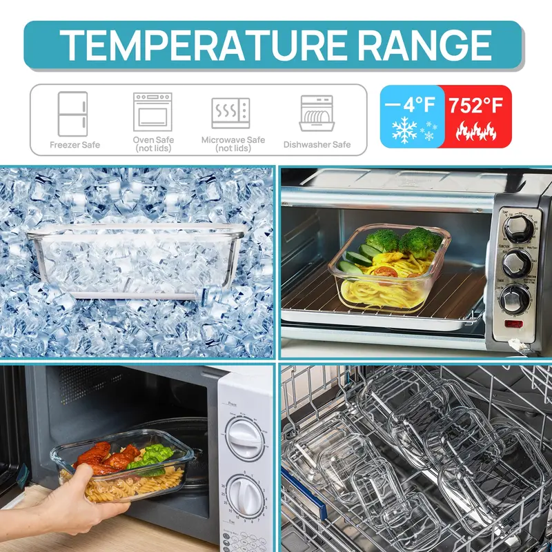 18-Pack Glass Food Storage Containers with Airtight Lids – Leakproof Meal Prep Containers, Oven Microwave Freezer & Dishwasher Safe Kitchen Storage Set for Lunch, Leftovers and Fresh Food Organization
