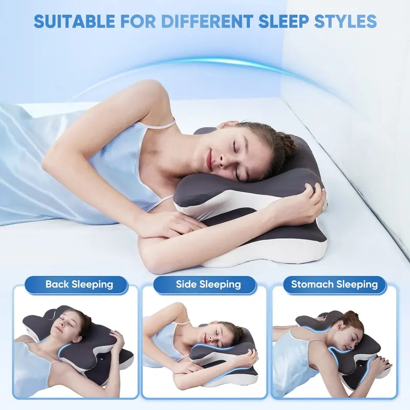 Ergonomic Double-Sided Neck Support Pillow with Cooling Cover, Contoured Cervical Design, Zoned Memory Foam Comfort, Large Armrest Pillow for Side Sleepers, Back Sleepers & Stomach Sleepers