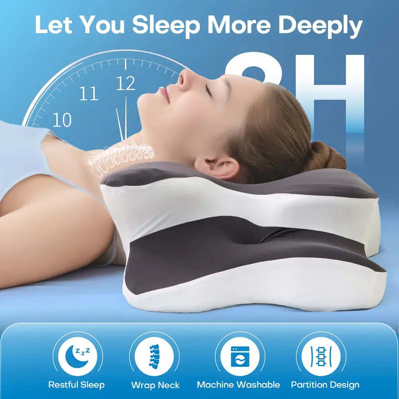 Ergonomic Double-Sided Neck Support Pillow with Cooling Cover, Contoured Cervical Design, Zoned Memory Foam Comfort, Large Armrest Pillow for Side Sleepers, Back Sleepers & Stomach Sleepers