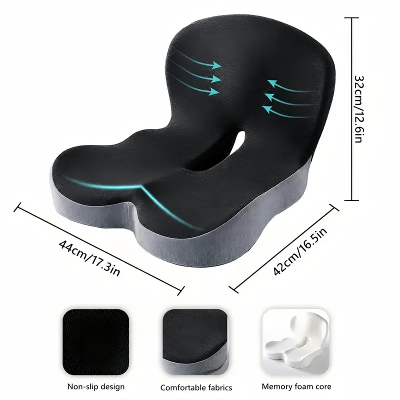 Premium Memory Foam Car Seat Cushion for Long Drives, Non-Slip Support Pad with Removable Washable Cover, Comfortable Seat Booster for Back, Hip & Leg Support, Vehicle Interior Accessory